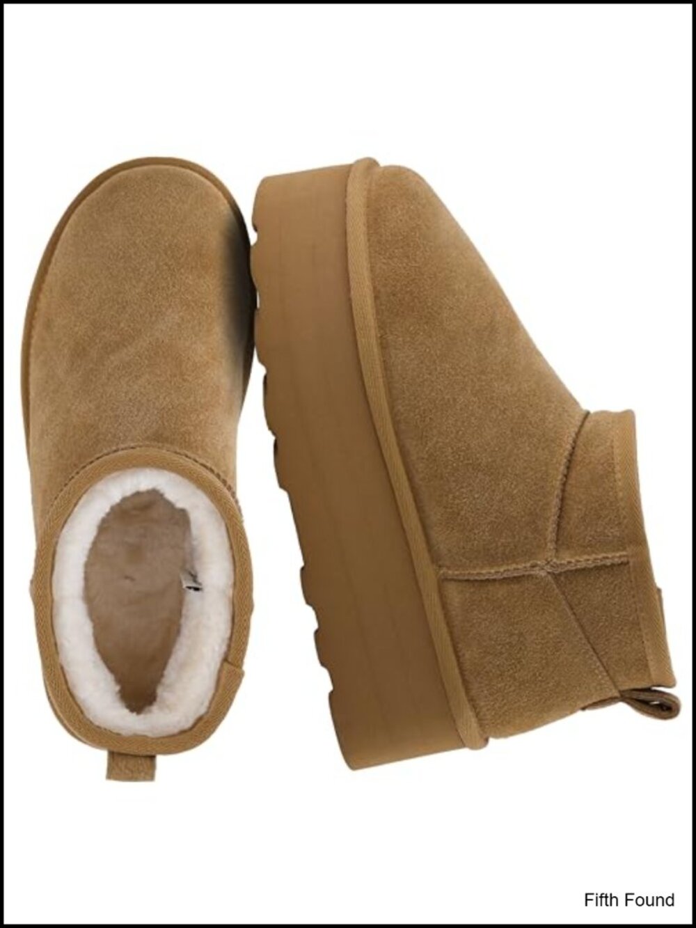 Genuine Suede Platform Ankle Boots Faux Fur Lined Slip-On